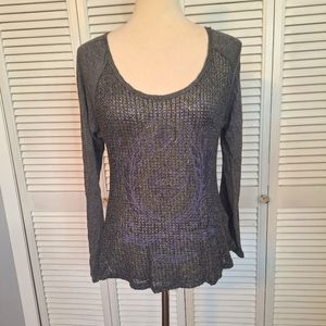 Harley Davidson long sleeve pullover stretchy shimmery top sz medium *J